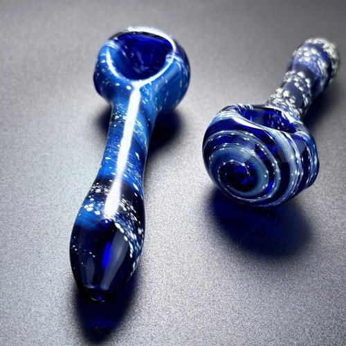 5in Blue Galaxy Tobacco Smoking Glass Pipe THICK Pyrex Spoon Hand Pipe Bowl - Picture 9 of 11