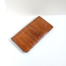 Vintage 100 Eel Skin Wallet Billfold Tan Shiny Eel Leather Made in Korea