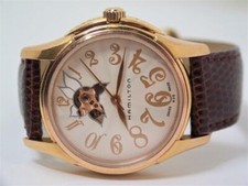 Ladies Rose Gold Plated Jazzmaster Open HAMILTON Automatic Watch H323450* EXLNT 4