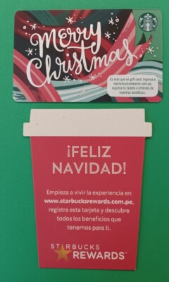 STARBUCKS PERU   CARD & SLEEVE~ MERRY CHRISTMAS'' MINT~VHTF~YOU GET BOTH ITEMS