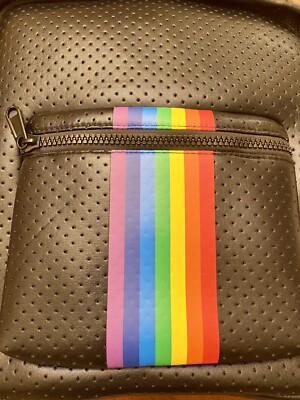 NEW parker and hyde Black Rainbow Stripe neoprene backpack  display picture 3