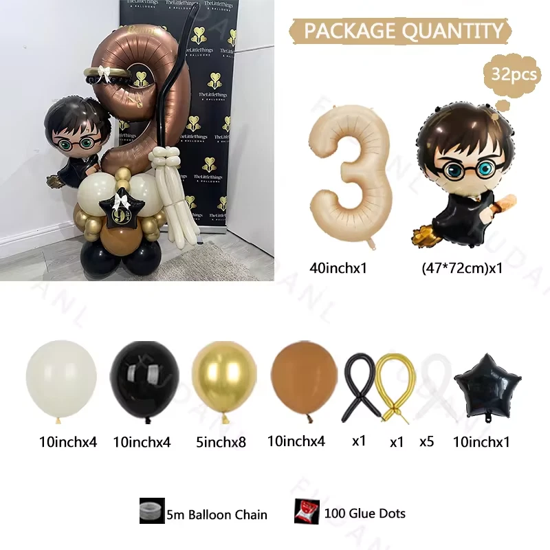 Juego de globos Harry Potter 32 piezas 40" tema mágico universidad para decoraciones de cumpleaños Foto 4 de 4