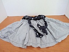 OSH KOSH Navy Blue Gray Striped Skirt w/ Polka Dots Shorts Underneath Girls 4