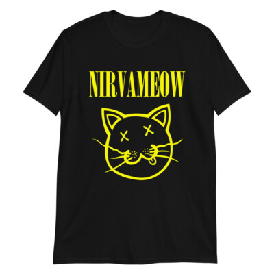 NIRVA-MEOW NIRVANA Kurt Cobain Cat lover Parody Unisex T-Shirt