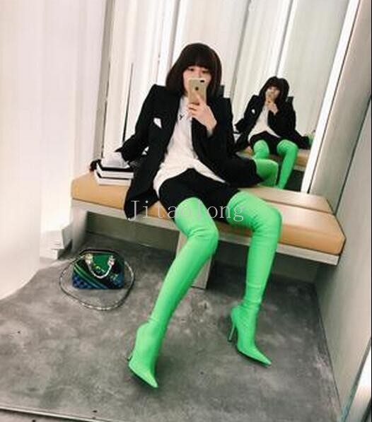 Moda botas de satén sobre Tacones Muslo para Mujer Elastizados Fiesta Tacones sobre De Aguja Zapatos Puntera Puntiaguda 792ad3 Moda botas de satén sobre Tacones Muslo para Mujer Elastizados Fiesta Tacones sobre De Aguja Zapatos Puntera Puntiaguda 792ad3