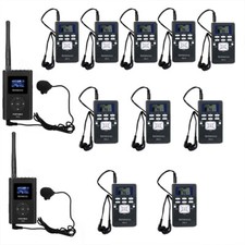 Retekess Wireless Tour Guide Audio System Mic 2 Transmitters 10 Receivers Church