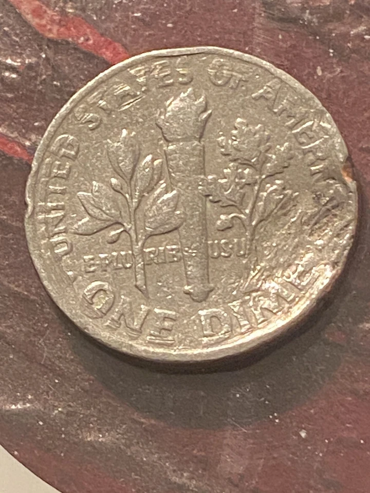 1968 No Mint Mark Error Roosevelt Dime US COIN Planchet Error Side Squisshed Up - Image 3 of 4