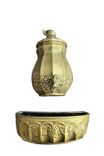 Vintage Gold Ceramic Wall Pocket Planter w/ Fountain Grapes California USA 400