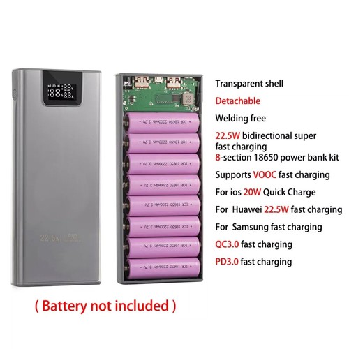 Nowy 22,5 W Zrób to sam 8 x 18650 Bateria Odłączany zasilacz mobilny Bezlutowa powłoka - Zdjęcie 10 z 16