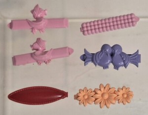Lot Of 6 Goody Kids Hair Barrettes Duck Birds Plastic