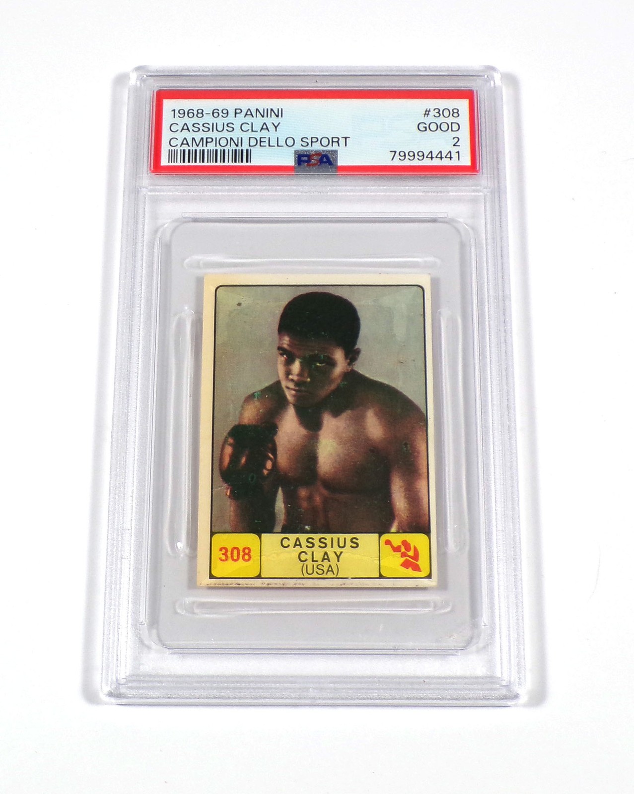 1968-69 Panini Campioni Dello Sport Cassius Clay Muhammad Ali #308 PSA 2 view 1