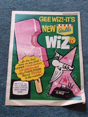 Kvc82 Ephemera 1966 Folded advert Gee Wiz Lolly Walls 