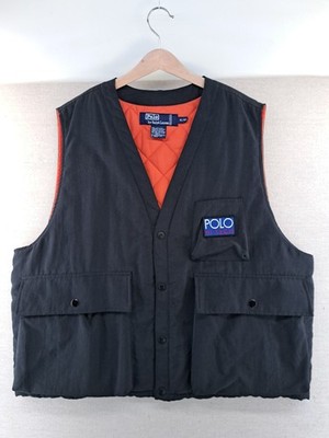 Vtg Polo Ralph Lauren Hi Tech Vest Mens XL Black Nylon Rare Puffer 