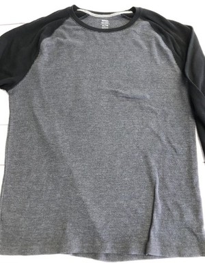 Old Navy Shirt Mens XL Gray Thermal Waffle Raglan Long Sleeve