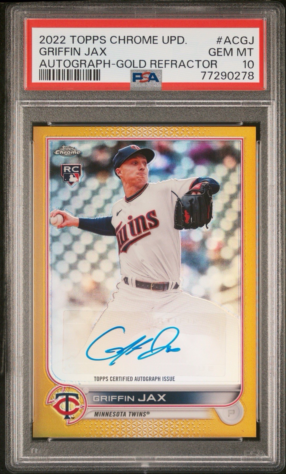 2022 Topps Chrome Gold Refractor Auto 40/50 Griffin Jax PSA 10 GEM MT RC ACGJ view 1