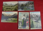 Antique German Postcards Alps Mountains Set of 5 pcs