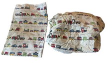 Pottery Barn Kids Railway Trains Zoo Animals Twin Fitted Flat Sheet