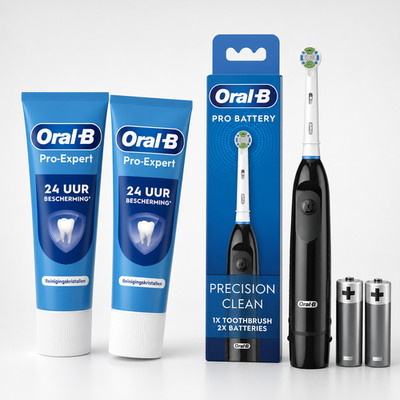 Oral-B Pro Zahnbürste Batterie + 2x Pro Expert Zahnpasta Bundle