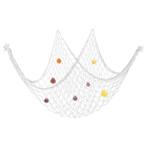 Fishing Net Decor, 80" x 40" Fish Net Decor with Sea Shells, Creamy White - Picture 1 of 6