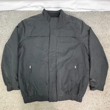 Covington Black Bomber Jacket Mens Large Full Zip Mock Collar Fleece Lined