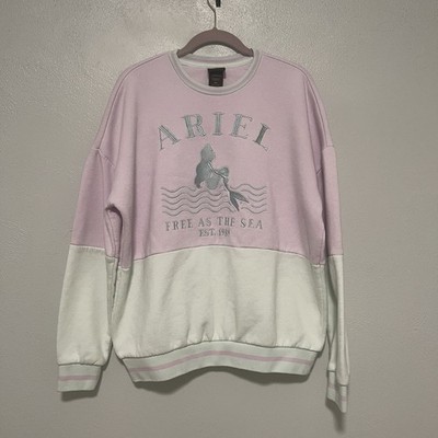 Disney Princess Ariel 2 Tone Pullover Crew Neck Oversized Sweater Size SM