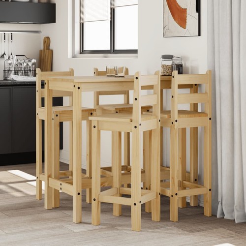 Bar Set Dining Bar Table and Chairs Kitchen Bistro Set Solid Wood Pine vidaXL - Picture 9 of 46