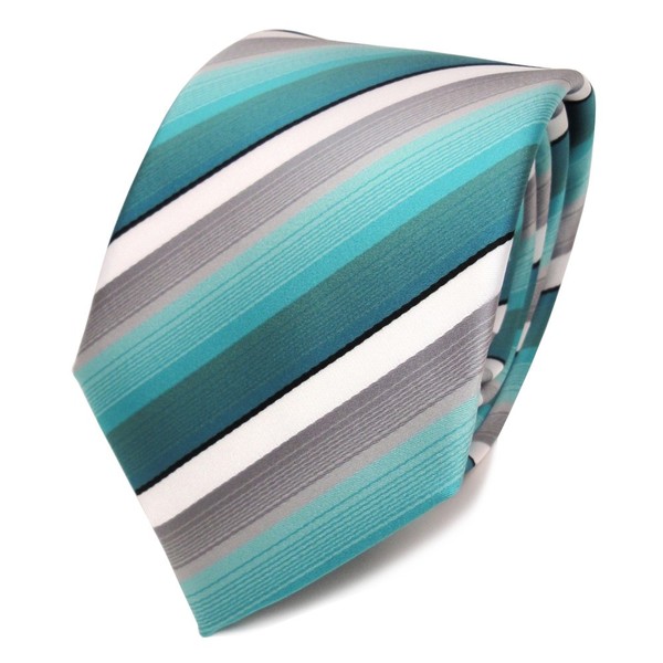 Tigertie Designer Krawatte TüRkis Mint Grau Weiß Schwarz Gestreift - Tie Binder-image