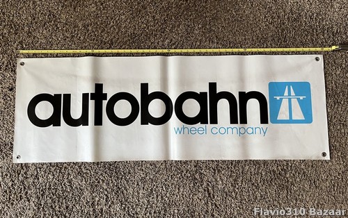 Authentic AUTOBAHN WHEEL COMPANY Skateboard Banner White 48" x  16" inches