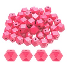 50pcs 20mm Rose Pink Geometric Wood Beads 3.3mm Large Hole for Jewelry Making