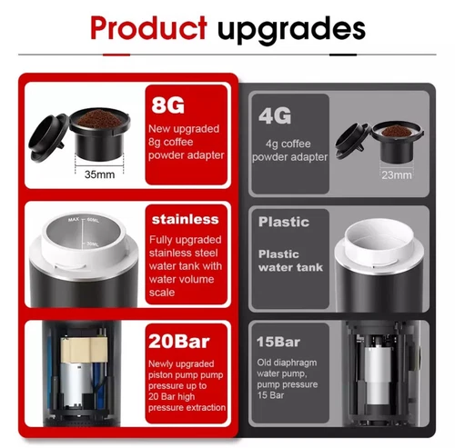 Máquina de café espresso portátil eléctrica inalámbrica 3 en 1 viaje camping - Imagen 3 de 6