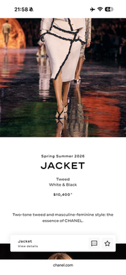 Chanel white & black SS2026 Tweed Jacket, reference P81605-V74463