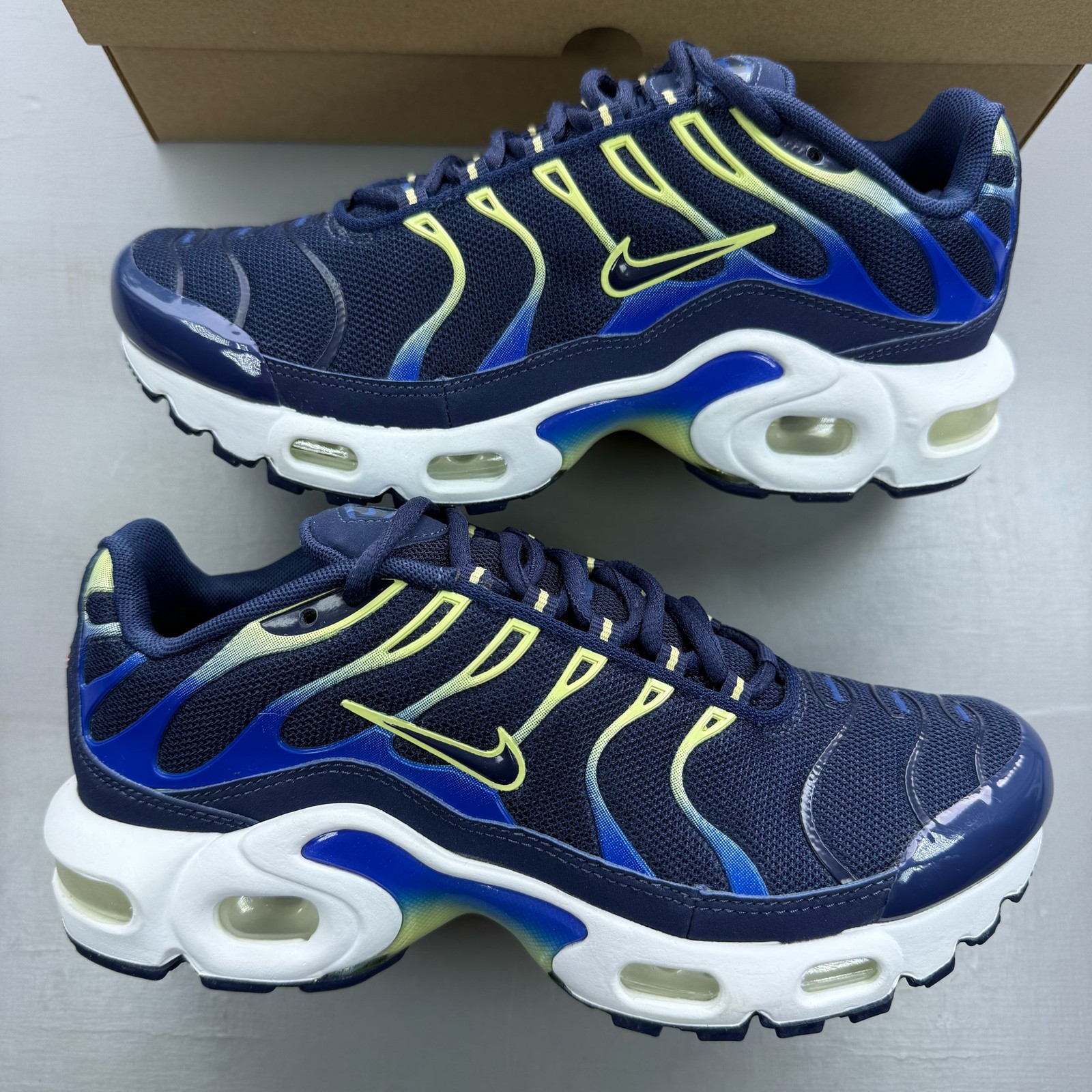 Nike Air Max Plus TN Size UK 4.5 Midnight Navy Yellow GS Trainers CD0609-412
