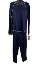 MUK LUKS Butter Knit Long Sleeve  Jogger Pajama Set Navy