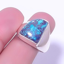 Azurite - Utah Gemstone 925 Sterling Silver Handmade Solitaire Ring s.8.5 A353