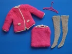 Vtg Barbie #1813 Snug Fuzz, Partial Set, Jacket Skirt, Stockings w/Forms, Hanger