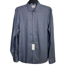 Calvin Klein Men's Steel Classic-Fit No Iron Dress Shirt Blue 17.5 36-37 85