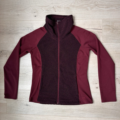 Mountain Hardwear Women s M Burgundy Full Zip Fleece Toasty Stripe Jacket