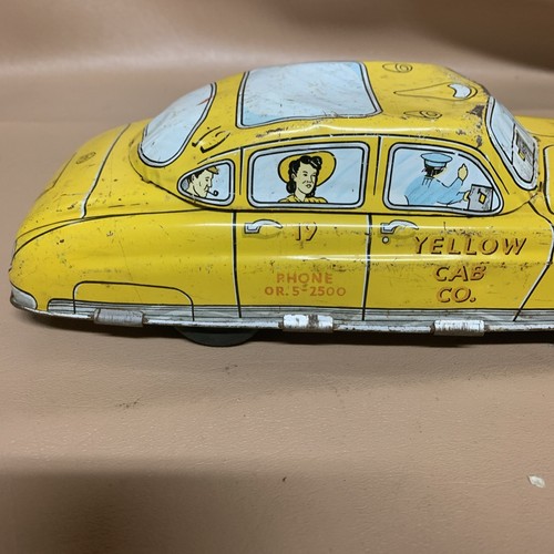 Vintage Marx Toys 1950s Yellow Cab Co Taxi Tin Toy Car - Picture 5 of 8