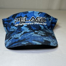 Pelagic Visor Blue White Camo Adjustable Hat Fighing Beach Gear