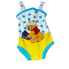 Vintage Disney's Winnie the Pooh at beach in sand newborn romper 0-3mon 90s