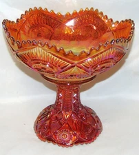 Imperial Twins Punch / Fruit Bowl and Pedestal Stand Marigold Carnival Glass