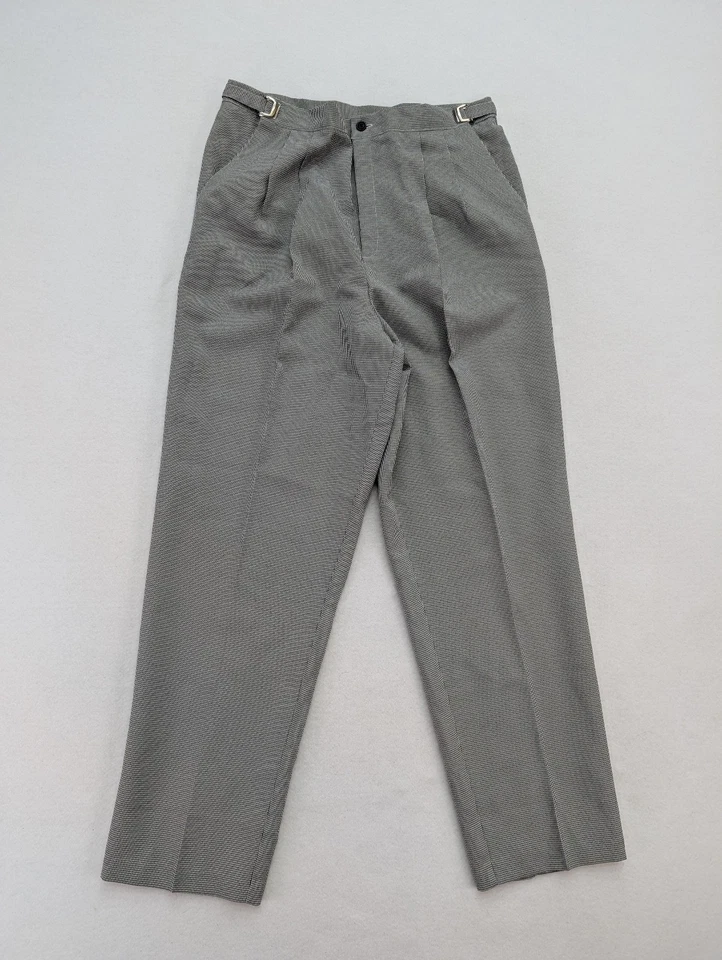 Pantalones para mujer Liz Baker talla 14 negros blancos plisados a cuadros cintura alta pantalones Foto 2 de 4