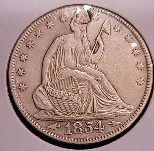 1854 SEATED LIBERTY HALF DOLLAR ~ ARROWS ~ PLUGED- LOOKS UNC. 2
