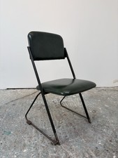6x Vintage Green Foldable Metal Legged Dining Chairs Retro MidCentury