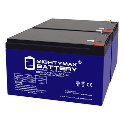 Mighty Max 12V 15AH GEL F2 Battery Replaces Invacare Lynx L-3, L-4 - 2 Pack