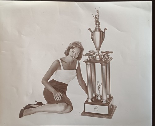 Vintage Pageant Winner with Trophy Featuring Pepsi Cola Bottle Cap ~ Photograph