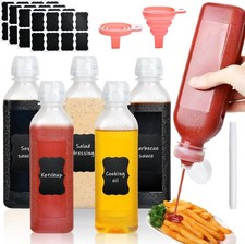 16 Oz Condiment Squeeze Bottles, 5 Pack Plastic Squeeze Squirt Bottle with Flip