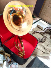 SOUSAPHONE 22"BELL PURE BRASS METAL IN GOLD POLISH MOUTHPC CASE  FREE SHIPPING