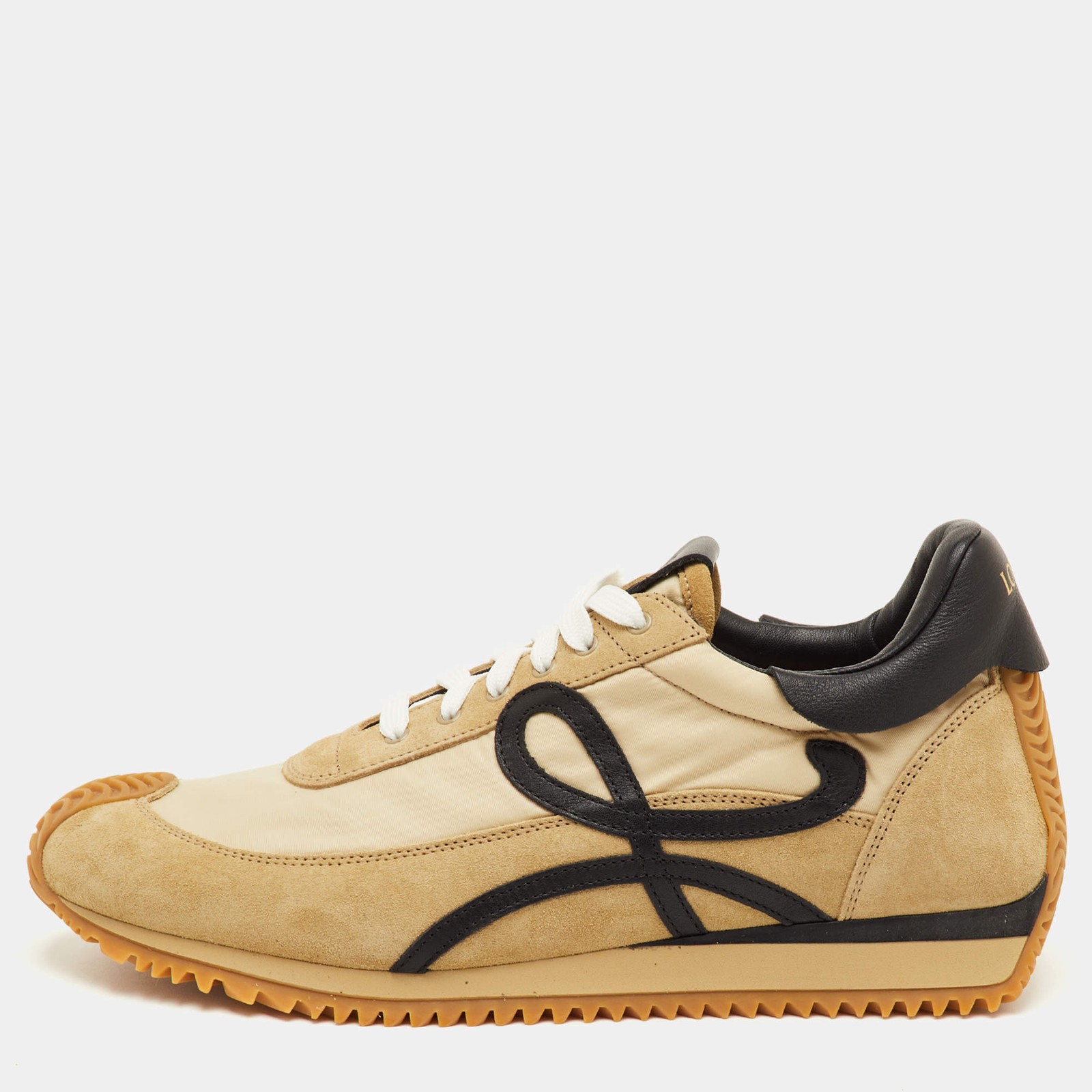 Loewe Flow Runner 2.0 Size 42 BeigeBlack Nylon and Suede Low Top Sneakers