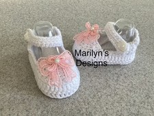 Hand Made Crochet Baby Girl Shoes - Sandals - Size 0 to 3 Months